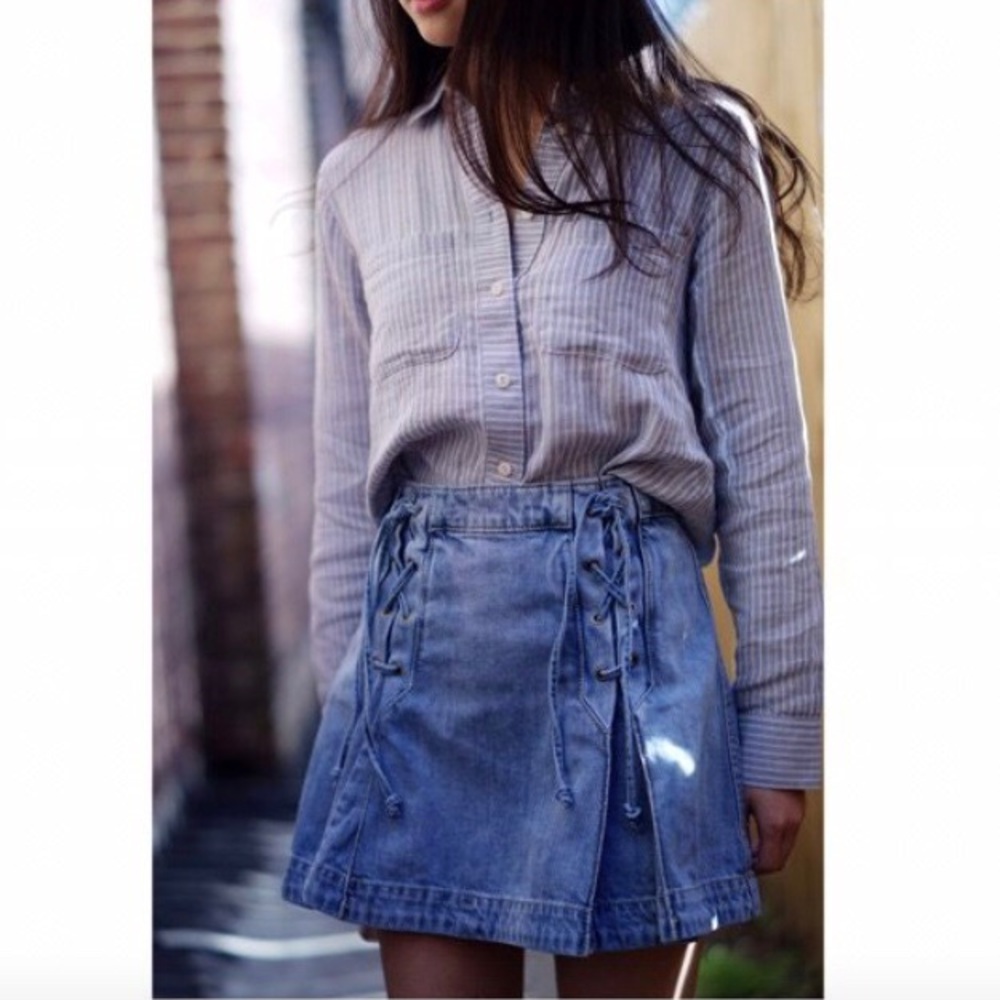 Free people denim mini skirt